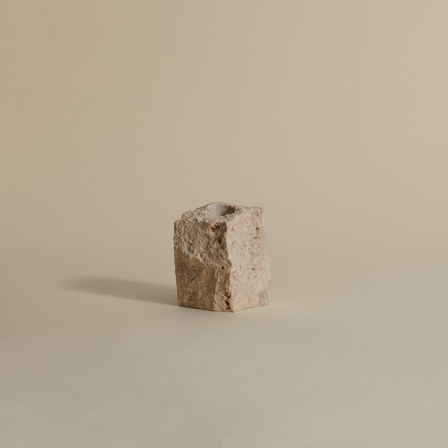 Small Travertine Candlestick Holder
