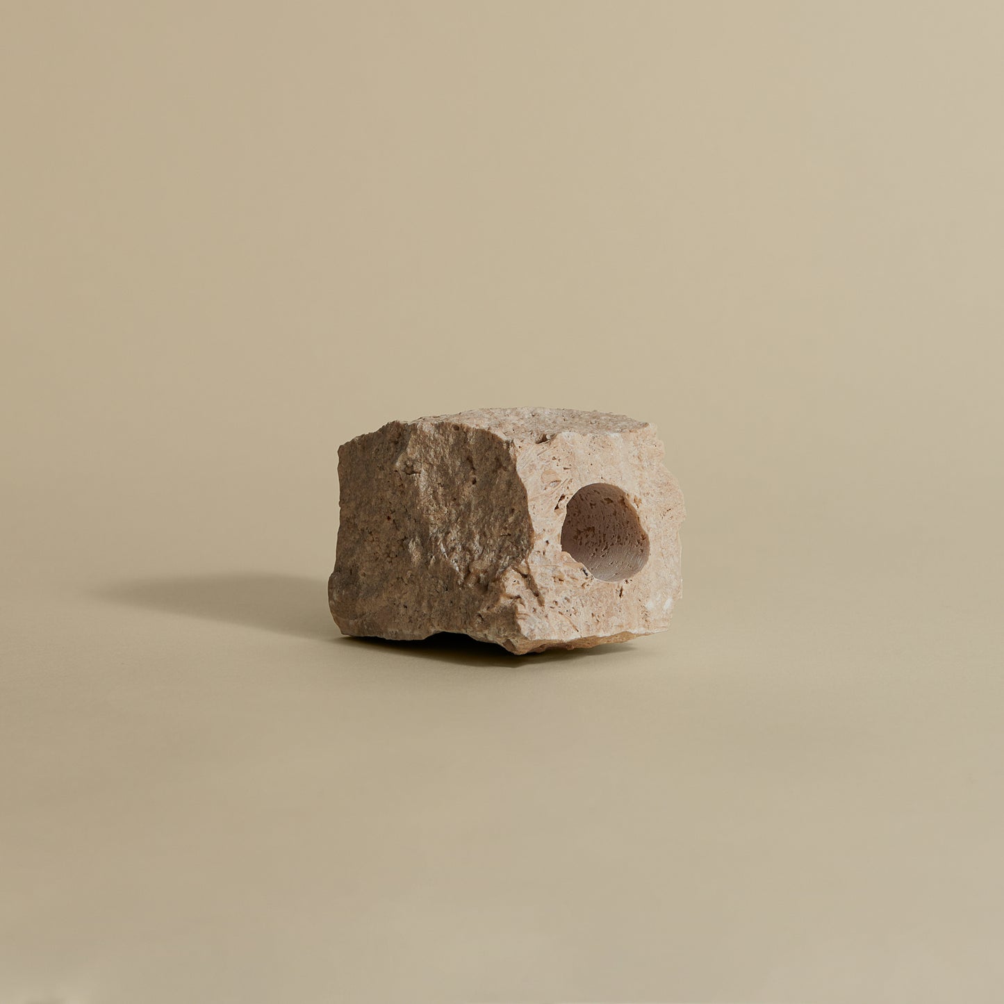 Small Travertine Candlestick Holder