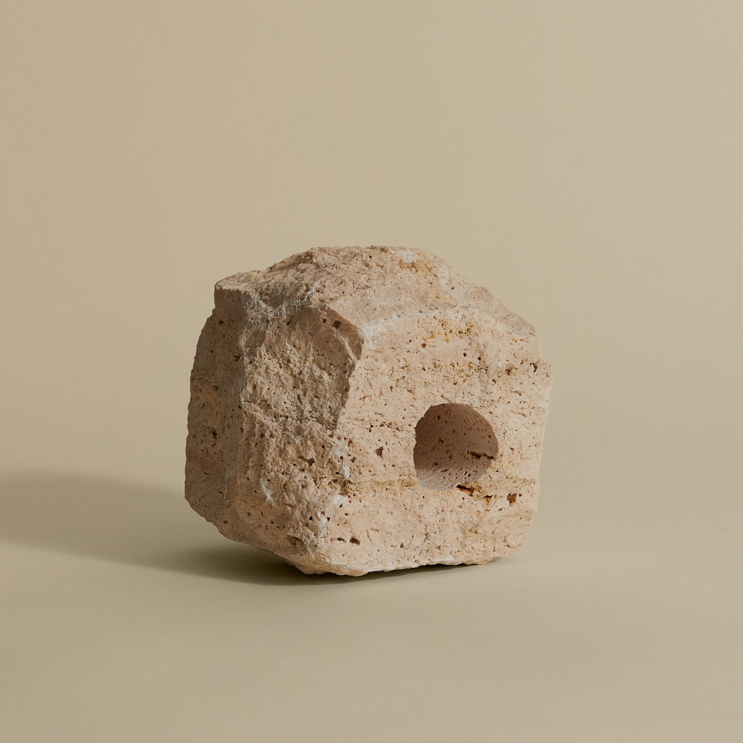 Medium Travertine Candlestick Holder