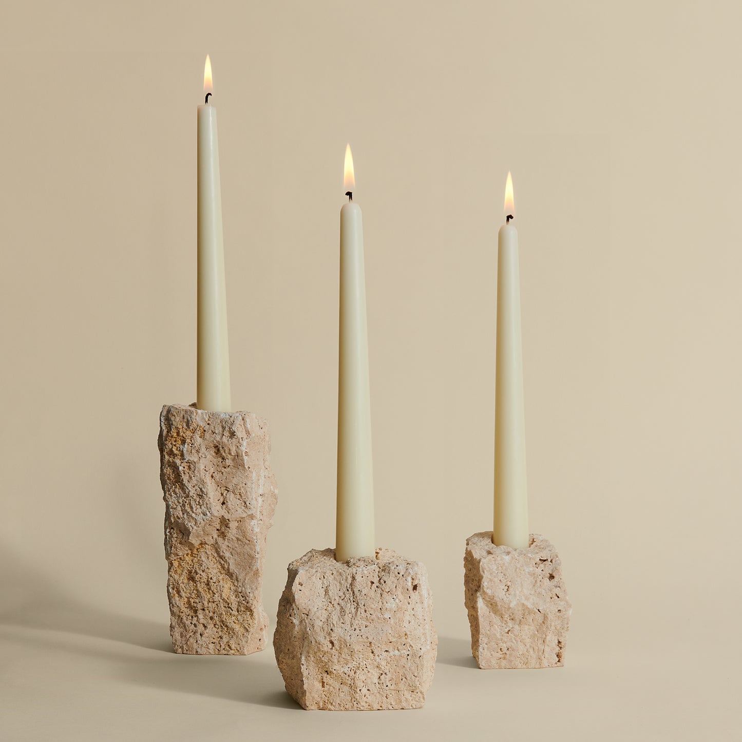 Small Travertine Candlestick Holder