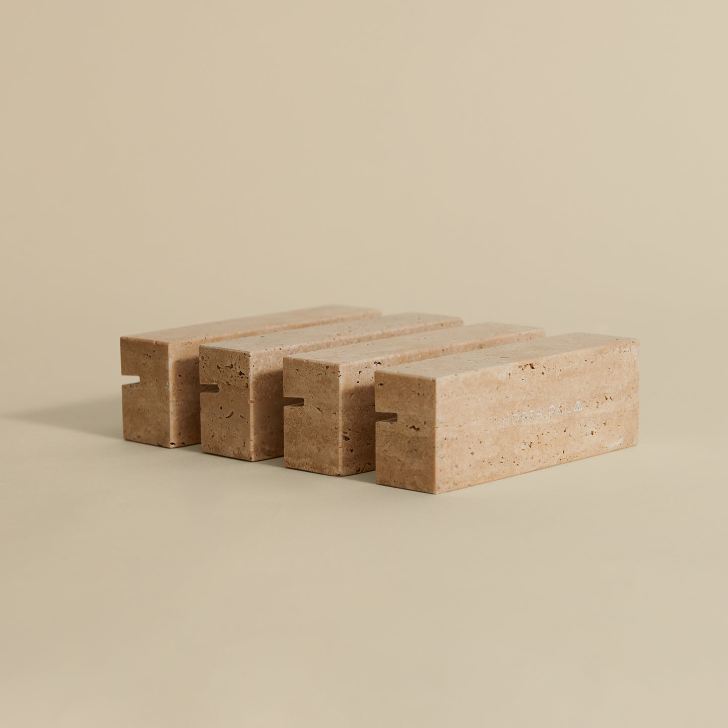 Large Travertine Place Card Holders, Set of 4