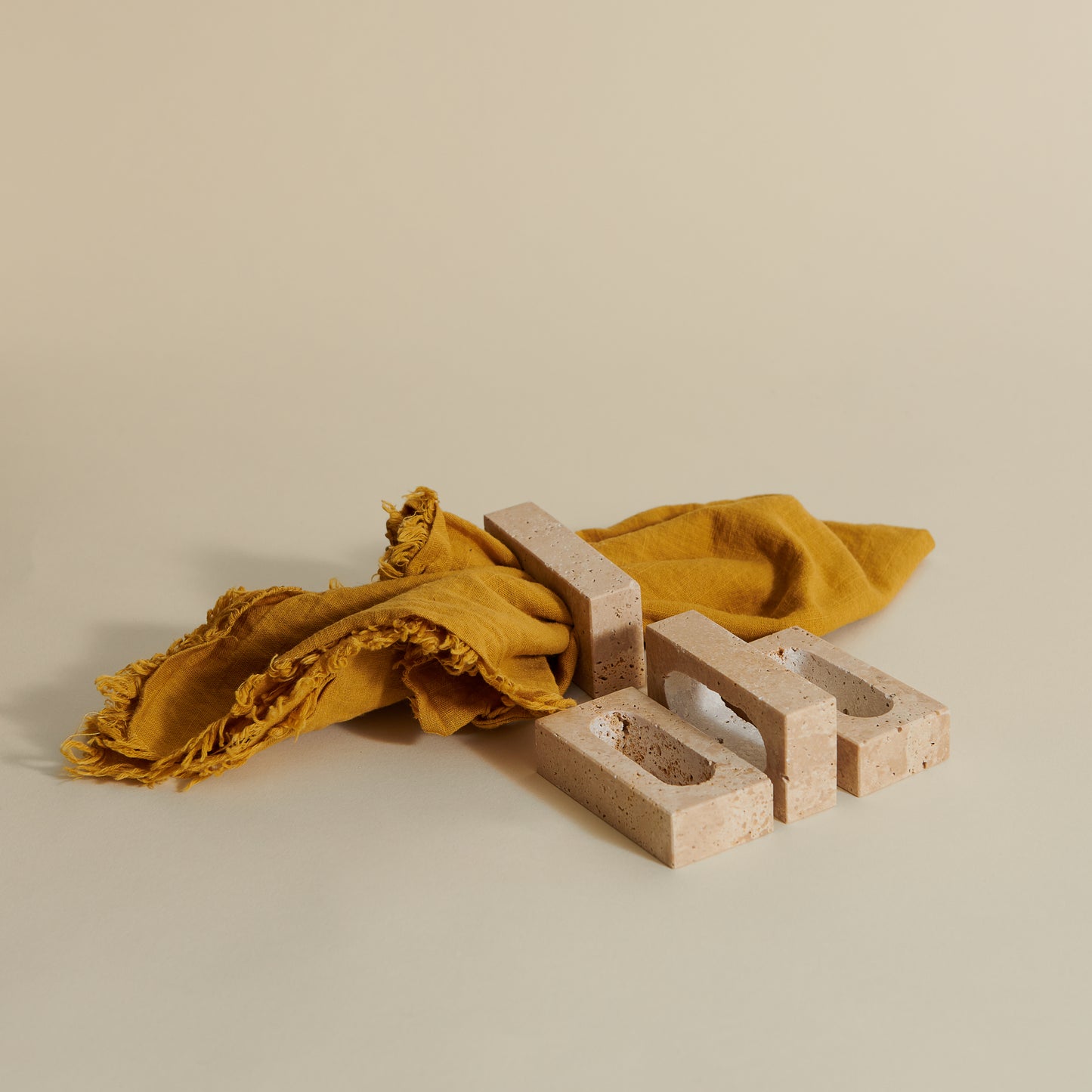 Rectangle Travertine Napkin Rings, Set of 4