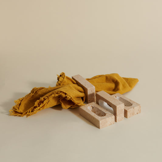 Rectangle Travertine Napkin Rings, Set of 4