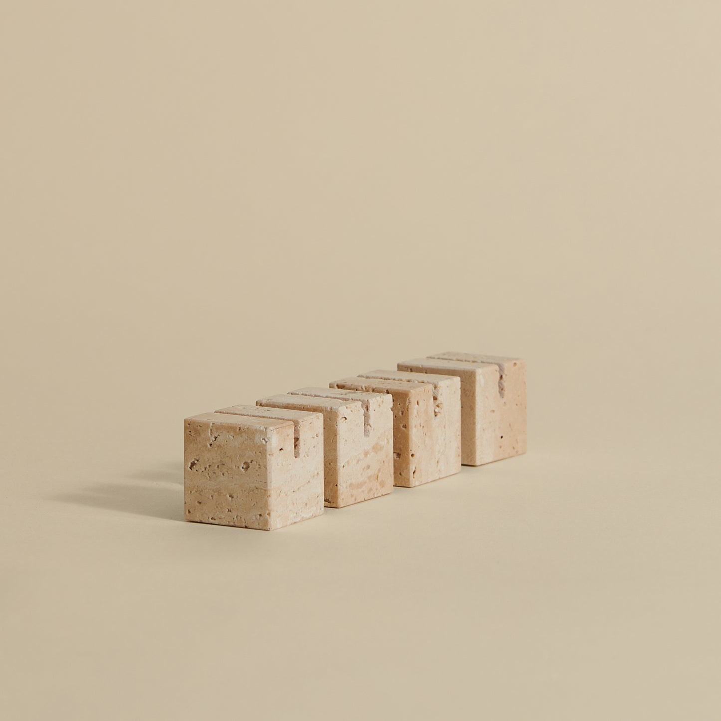 Small Travertine Place Card Holders, Set of 4