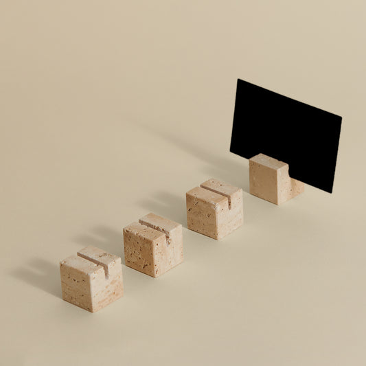Small Travertine Place Card Holders, Set of 4