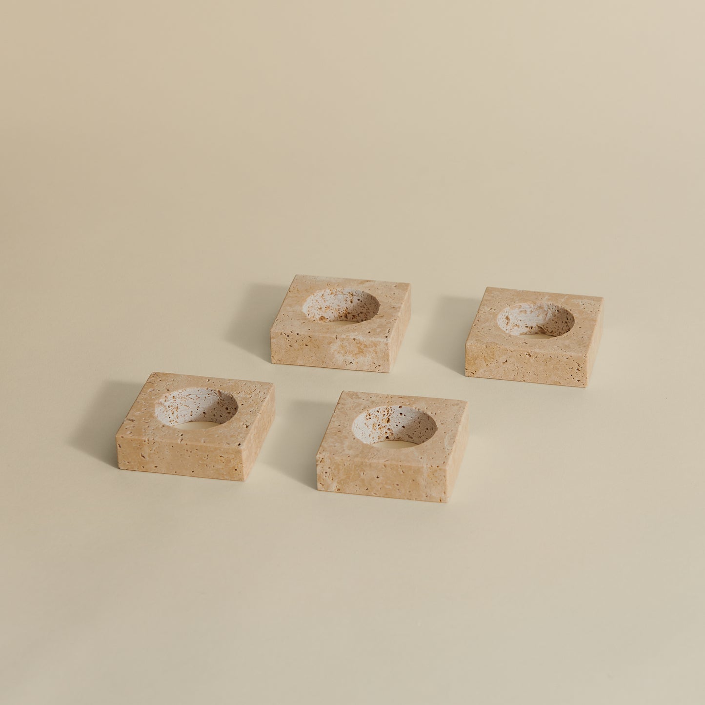 Square Travertine Napkin Rings, Set of 4