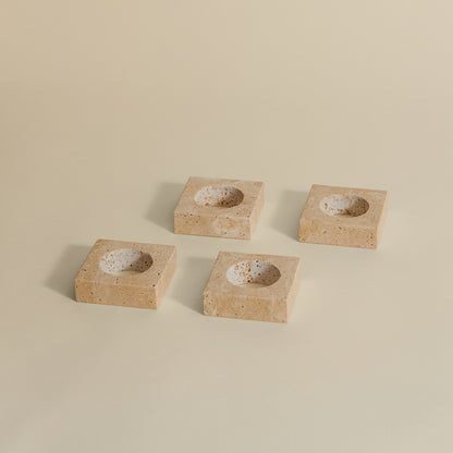 Square Travertine Napkin Rings, Set of 4